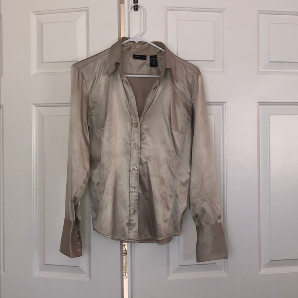 Satin silky long sleeve button down